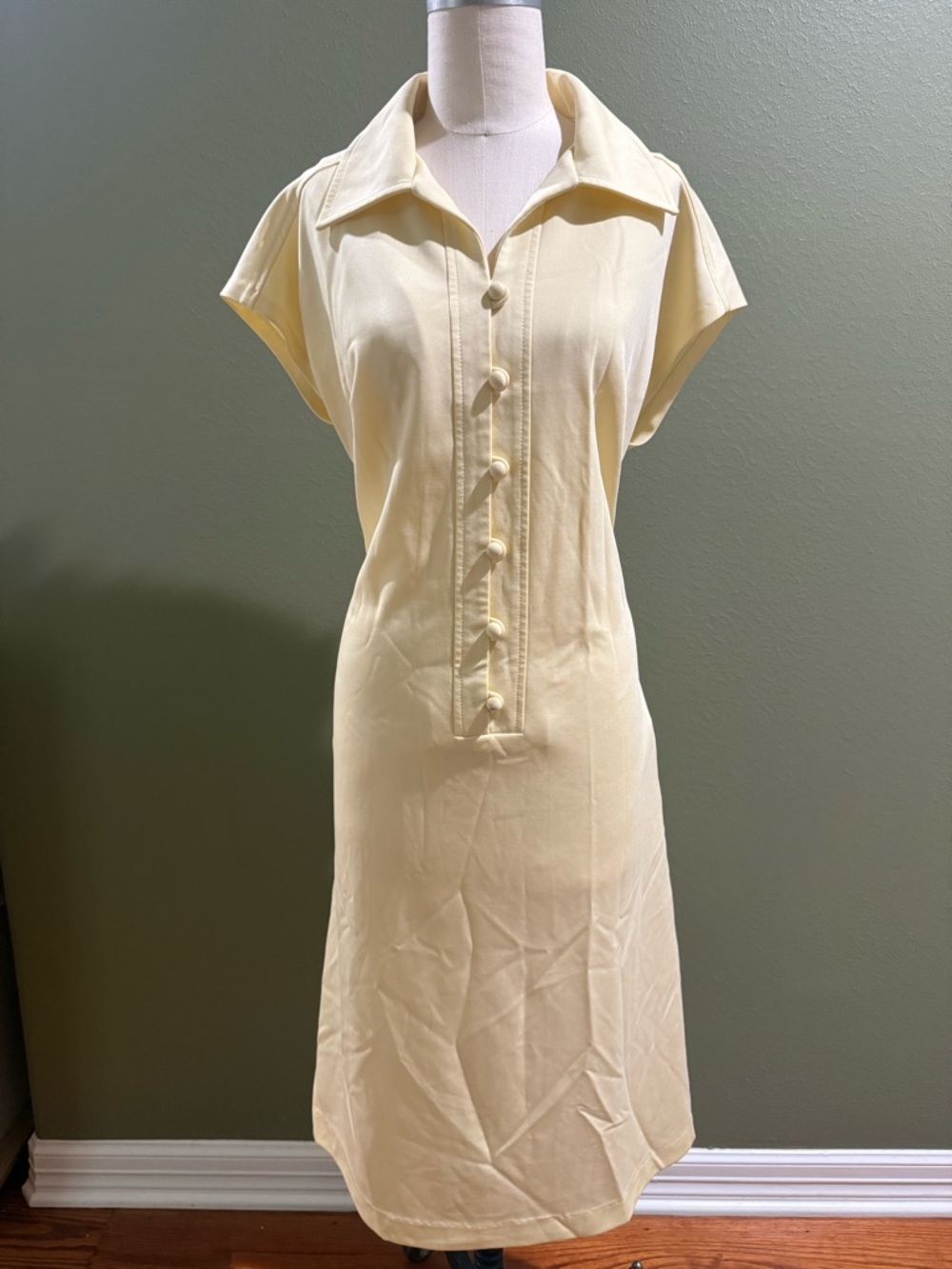 Classic Cream Shift Dress with Button Front